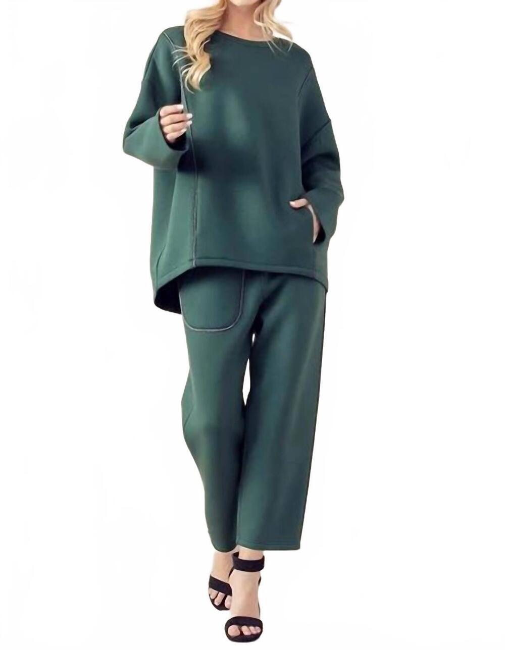 NEW JOH keller french scuba knit pant set in green